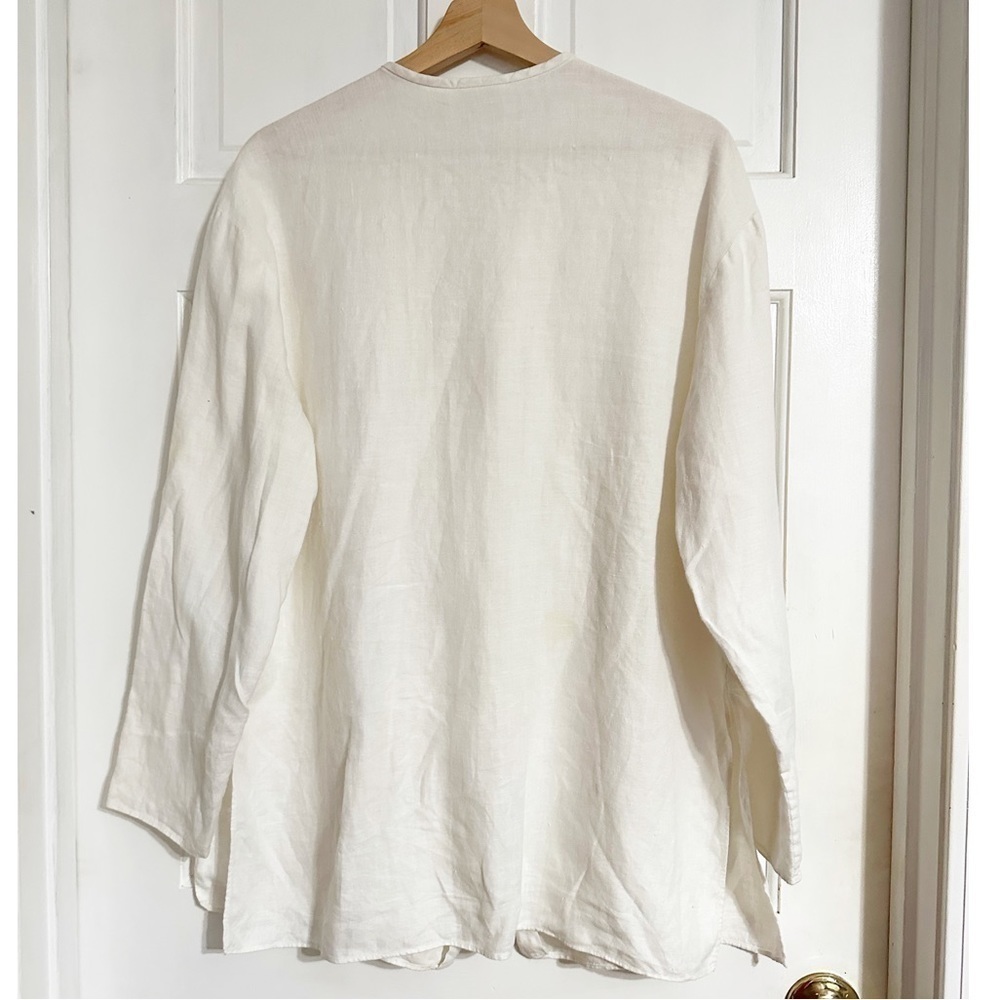 Liz Claiborne Studio Linen Tunic Top Shirt Sz M - Picture 2 of 3